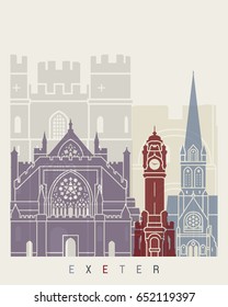 Exeter skyline poster in editable vector file