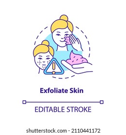Exfoliate skin concept icon. Beauty procedure. Skincare routine tip abstract idea thin line illustration. Isolated outline drawing. Editable stroke. Roboto-Medium, Myriad Pro-Bold fonts used