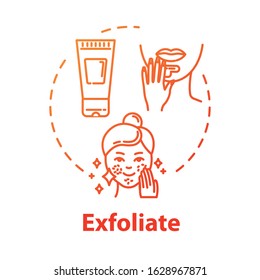 Exfoliate Skin, Peeling Use Concept Icon. Face Skin Renewal, Rejuvenation, Anti-aging Beauty Procedure Idea Thin Line Illustration. Vector Isolated Outline RGB Color Drawing. Editable Stroke