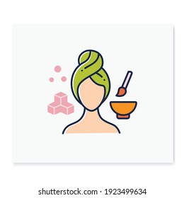Exfoliating face scrub color icon. Organic sugar scrub, spa procedures. Natural skincare concept.Facial beauty treatment. Isolated vector illustration