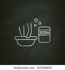 Exfoliating foot soak chalk icon. Baking soda organic makeup production, spa procedures. Facial beauty treatment. Natural skincare concept. Isolated vector illustration on chalkboard