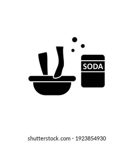 Exfoliating foot soak glyph icon. Baking soda organic makeup production, spa procedures. Facial beauty treatment. Natural skincare concept.Filled flat sign. Isolated silhouette vector illustration