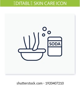 Exfoliating Foot Soak Line Icon. Baking Soda Organic Makeup Production, Spa Procedures. Facial Beauty Treatment. Natural Skincare Concept. Isolated Vector Illustration.Editable Stroke