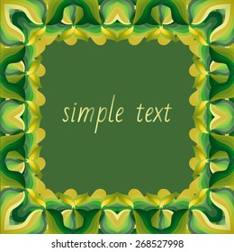 Exfoliating green square frame from algae, framing the green italic text.