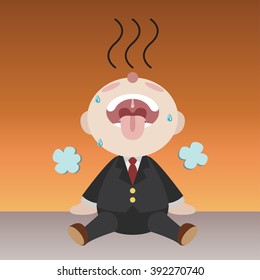 exhaust businessman cartoon vector