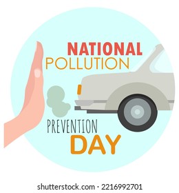 Exhaust car and woman's hand in honor of national pollution prevention day