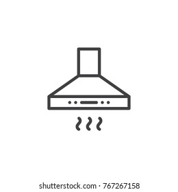 Exhaust, extractor hood line icon, outline vector sign, linear style pictogram isolated on white. Kitchen ventilation symbol, logo illustration. Editable stroke