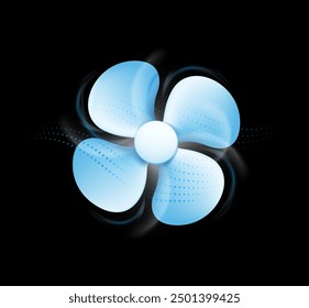 Exhaust fan, blower on black background . Vector illustration.  Ready for your design, great for infographic. EPS10.	