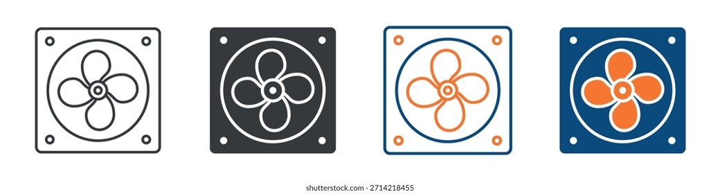 Conjunto de iconos de ventilador de escape Colección de estilo múltiple