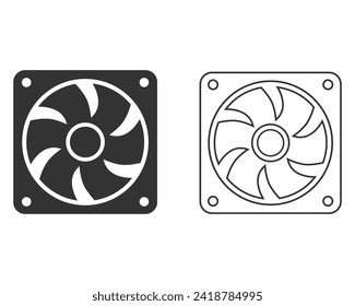 Icono de línea vector del ventilador de escape establecido en estilo de señal plana moderno