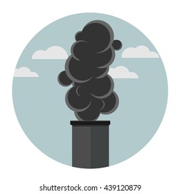 exhaust fumes flat design icon