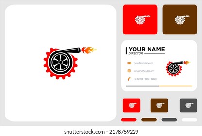 Exhaust with gear and fire logo design - Shutterstock ID 2178759229