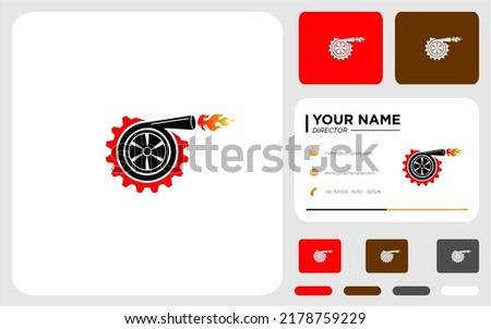 Exhaust with gear and fire logo design