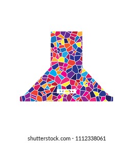 Exhaust hood. Kitchen ventilation sign. Vector. Stained glass icon on white background. Colorful polygons. Isolated.
