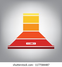 Exhaust hood. Kitchen ventilation sign. Vector. Horizontally sliced icon with colors from sunny gradient in gray background.