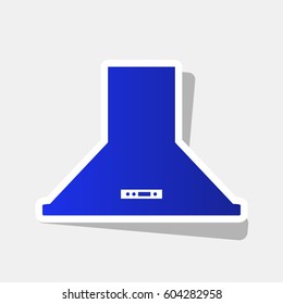 Exhaust hood. Kitchen ventilation sign. Vector. New year bluish icon with outside stroke and gray shadow on light gray background.