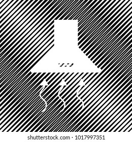 Exhaust hood. Range hood. Kitchen ventilation sign. Vector. Icon. Hole in moire background.