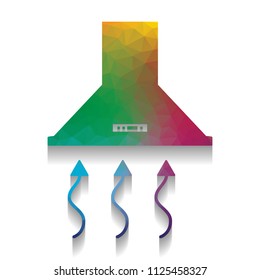 Exhaust hood. Range hood. Kitchen ventilation sign. Vector. Colorful icon with bright texture of mosaic with soft shadow on white background. Isolated.