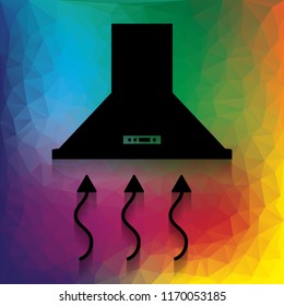 Exhaust hood. Range hood. Kitchen ventilation sign. Vector. Flat style black icon on white.
