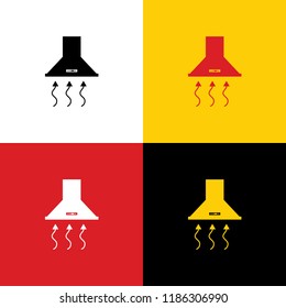 Exhaust hood. Range hood. Kitchen ventilation sign. Vector. Icons of german flag on corresponding colors as background.