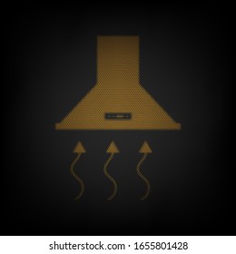 Exhaust hood. Range hood. Kitchen ventilation sign. Icon as grid of small orange light bulb in darkness. Illustration.