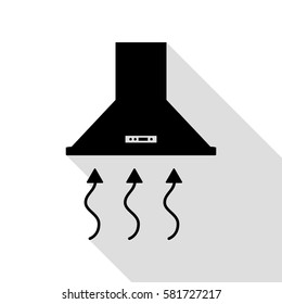 Exhaust hood. Range hood. Kitchen ventilation sign. Black icon with flat style shadow path.