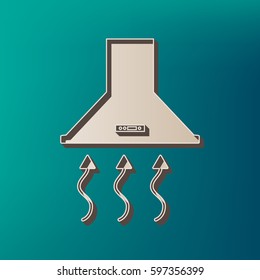 Exhaust hood. Range hood. Kitchen ventilation sign. Vector. Icon printed at 3d on sea color background.