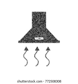 Exhaust hood. Range hood. Kitchen ventilation sign. Vector. Black icon from many ovelapping circles with random opacity on white background. Noisy. Isolated.