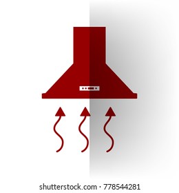 Exhaust hood. Range hood. Kitchen ventilation sign. Vector. icon on white bending paper background.