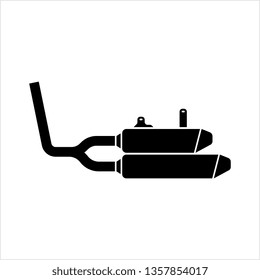 Exhaust Icon, Auto Exhaust Icon, Muffler Vector Art Illustration