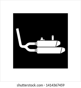 Exhaust Icon, Auto Exhaust Icon, Muffler Vector Art Illustration