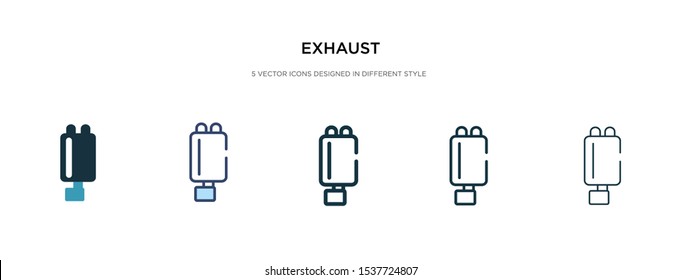 exhaust icon in different style vector illustration. two colored and black exhaust vector icons designed in filled, outline, line and stroke style can be used for web, mobile, ui
