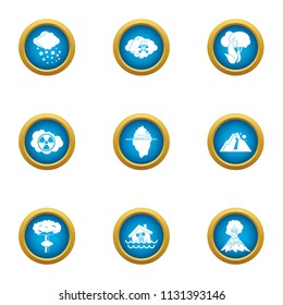 Exhaust icons set. Flat set of 9 exhaust vector icons for web isolated on white background