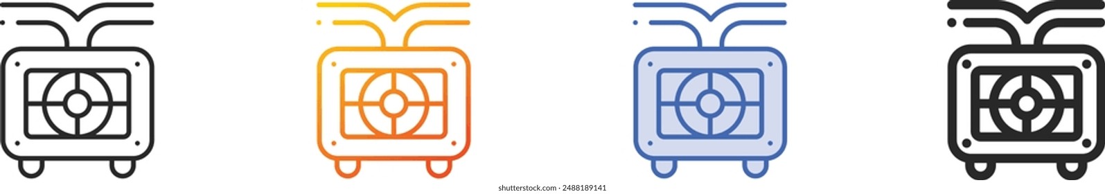 Icono de escape.Diseño lineal delgado, degradado, trazo azul y estilo audaz aislado sobre fondo blanco