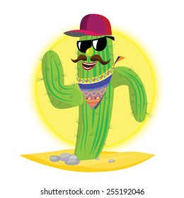 The exhaust laid back American cactus - illustration