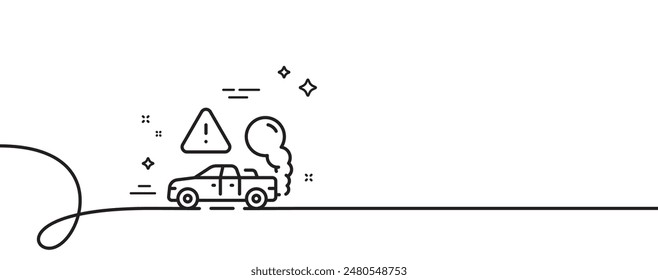 Exhaust line icon. Continuous one line with curl. Car co2 fumes sign. Vehicle danger emission symbol. Exhaust single outline ribbon. Loop curve pattern. Vector