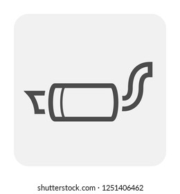 Exhaust or muffler vector icon. May called tail pipe. Auto part consist of tuning steel tube, silencer, resonator and headers for reduce noise, smoke outlet.  Accessory for automobile, motor, vehicle.