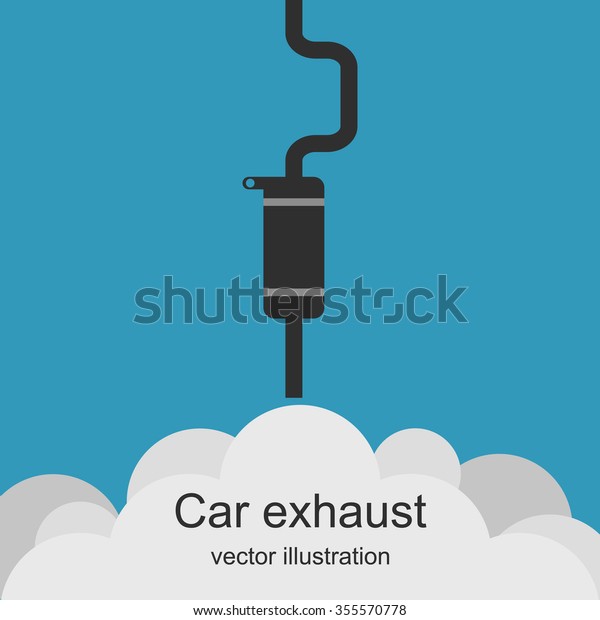 Exhaust
pipe of car with the clouds of smoke.  Air pollution. Exhaust car.
Carbon dioxide emissions. Vector
illustration.
