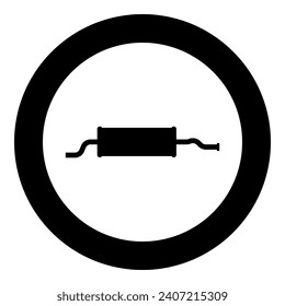 Exhaust pipe car muffler silencer icon in circle round black color vector illustration image solid outline style