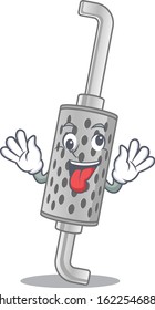 Exhaust pipe Cartoon character style with a crazy face