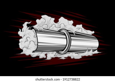 exhaust pipe design. vector illustration. car detail. auto and moto details. metallic pipe