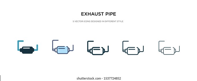 exhaust pipe icon in different style vector illustration. two colored and black exhaust pipe vector icons designed in filled, outline, line and stroke style can be used for web, mobile, ui