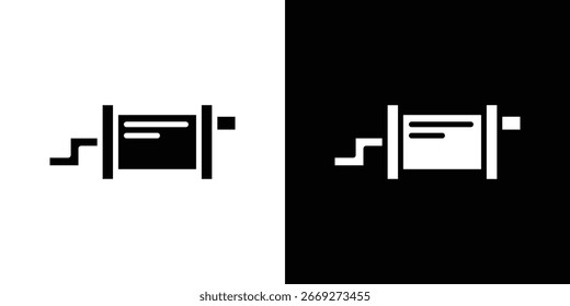 Exhaust pipe icon in flat black solid vector set