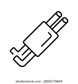 Exhaust pipe icon. Industry and auto parts line symbol. Black and white.