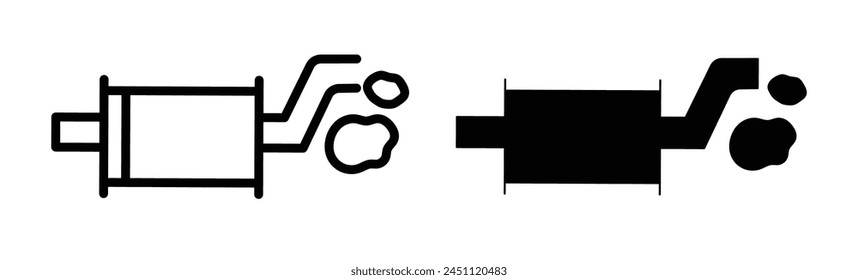 Exhaust Pipe Icon Set for Car, Bike, and Motorcycle Exhaust Pipe Symbols