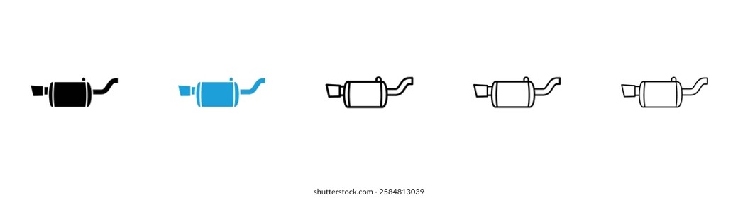 Exhaust pipe icons collection vectors in black and blue