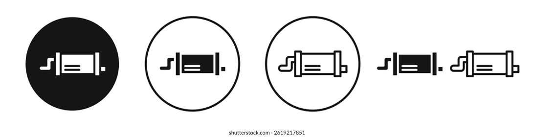 Exhaust pipe icons set in solid black and stroke line style