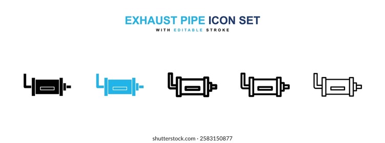 Exhaust pipe icons vector collection in black and blue colors on white background