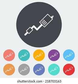  Exhaust pipe. Single flat icon on the circle. Vector illustration.