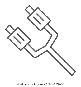 Exhaust pipe thin line icon, auto and detail, car part sign, vector graphics, a linear pattern on a white background, eps 10.
